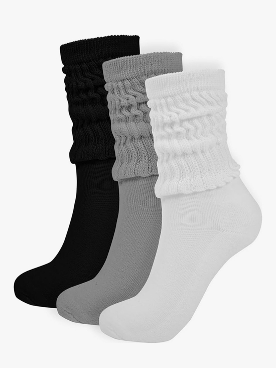 Other - 3-Pack Women’s Slouchy Socks - Black, Gray & White